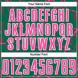 Custom Kelly Green Pink-White Lightning Sublimation Soccer Uniform Jersey