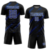 Custom Black Royal-White Abstract Fragment Art Splash Sublimation Soccer Uniform Jersey