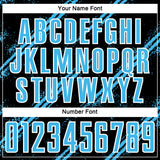 Custom Black Sky Blue-White Abstract Fragment Art Splash Sublimation Soccer Uniform Jersey