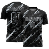 Custom Black Silver Abstract Fragment Art Splash Sublimation Soccer Uniform Jersey
