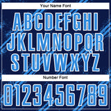 Custom Navy Powder Blue-White Abstract Fragment Art Splash Sublimation Soccer Uniform Jersey