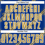 Custom Royal Old Gold-White Abstract Fragment Art Splash Sublimation Soccer Uniform Jersey