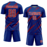 Custom Royal Red-White Abstract Fragment Art Splash Sublimation Soccer Uniform Jersey