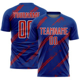 Custom Royal Red-White Abstract Fragment Art Splash Sublimation Soccer Uniform Jersey