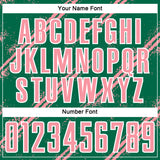 Custom Kelly Green Medium Pink-White Abstract Fragment Art Splash Sublimation Soccer Uniform Jersey
