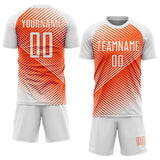 Custom White Orange Line Sublimation Soccer Uniform Jersey