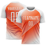 Custom White Orange Line Sublimation Soccer Uniform Jersey