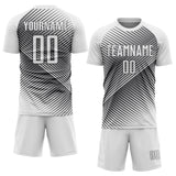 Custom White Steel Gray Line Sublimation Soccer Uniform Jersey