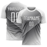 Custom White Steel Gray Line Sublimation Soccer Uniform Jersey