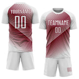 Custom White Crimson Line Sublimation Soccer Uniform Jersey