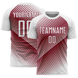 Custom White Crimson Line Sublimation Soccer Uniform Jersey