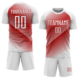 Custom White Red Line Sublimation Soccer Uniform Jersey