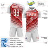 Custom White Red Line Sublimation Soccer Uniform Jersey