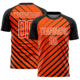 Custom Black Orange-White Lines Sublimation Soccer Uniform Jersey
