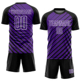 Custom Black Purple-White Lines Sublimation Soccer Uniform Jersey