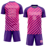 Custom Purple Pink-White Lines Sublimation Soccer Uniform Jersey