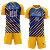 Custom Gold Royal-White Lines Sublimation Soccer Uniform Jersey