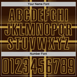 Custom Brown Old Gold Lines Sublimation Soccer Uniform Jersey