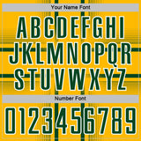 Custom Gold Green-White Lines Sublimation Soccer Uniform Jersey