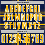 Custom Navy Gold-White Lines Sublimation Soccer Uniform Jersey