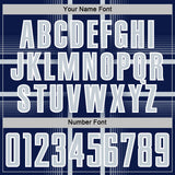 Custom Navy Silver-White Lines Sublimation Soccer Uniform Jersey