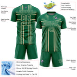 Custom Kelly Green Cream Lines Sublimation Soccer Uniform Jersey