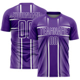 Custom Purple White Lines Sublimation Soccer Uniform Jersey
