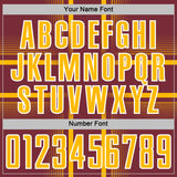 Custom Burgundy Gold-White Lines Sublimation Soccer Uniform Jersey