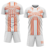 Custom White Orange Lines Sublimation Soccer Uniform Jersey