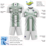 Custom White Green Lines Sublimation Soccer Uniform Jersey