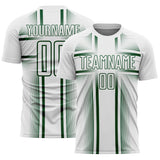 Custom White Green Lines Sublimation Soccer Uniform Jersey