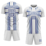 Custom White Royal Lines Sublimation Soccer Uniform Jersey