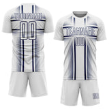 Custom White Navy Lines Sublimation Soccer Uniform Jersey