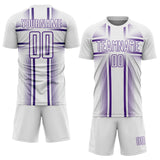Custom White Purple Lines Sublimation Soccer Uniform Jersey