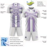 Custom White Purple Lines Sublimation Soccer Uniform Jersey