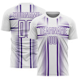 Custom White Purple Lines Sublimation Soccer Uniform Jersey