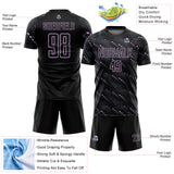 Custom Black Light Purple Slant Lines Sports Sublimation Soccer Uniform Jersey