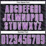 Custom Black Medium Purple-White Slant Lines Sports Sublimation Soccer Uniform Jersey