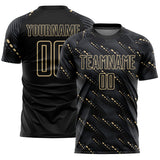 Custom Black Vegas Gold Slant Lines Sports Sublimation Soccer Uniform Jersey