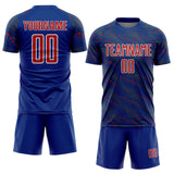 Custom Royal Red-White Slant Lines Sports Sublimation Soccer Uniform Jersey