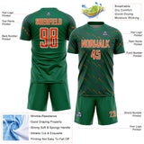 Custom Kelly Green Orange-White Slant Lines Sports Sublimation Soccer Uniform Jersey