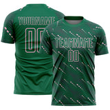 Custom Kelly Green Light Pink Slant Lines Sports Sublimation Soccer Uniform Jersey