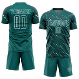 Custom Teal White Slant Lines Sports Sublimation Soccer Uniform Jersey