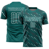 Custom Teal White Slant Lines Sports Sublimation Soccer Uniform Jersey