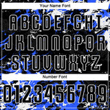 Custom Black Royal-White Fluid Art Splash Sublimation Soccer Uniform Jersey