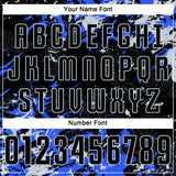 Custom Black Silver-Royal Fluid Art Splash Sublimation Soccer Uniform Jersey