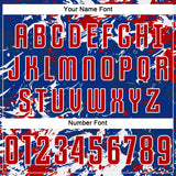 Custom Royal Red-White Fluid Art Splash Sublimation Soccer Uniform Jersey
