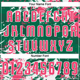 Custom Kelly Green Neon Pink-White Fluid Art Splash Sublimation Soccer Uniform Jersey