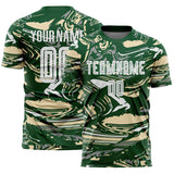 Custom Figure White Green-Cream Fluid Art Splash Sublimation Soccer Uniform Jersey
