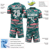 Custom Figure White Teal-Medium Pink Fluid Art Splash Sublimation Soccer Uniform Jersey